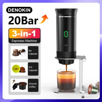 Trådlös Elektrisk Portabel Espresso Kaffe Maskin för Bil & Båt, Camping 3-in-1 Kapsel, Malt Kaffe